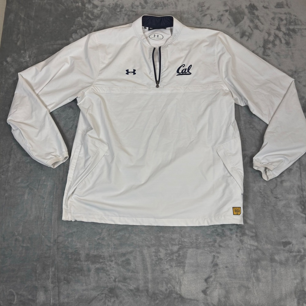 Under Armour Cal Windbreaker Mens XL White Quarter Zip Berkeley Golden Bears